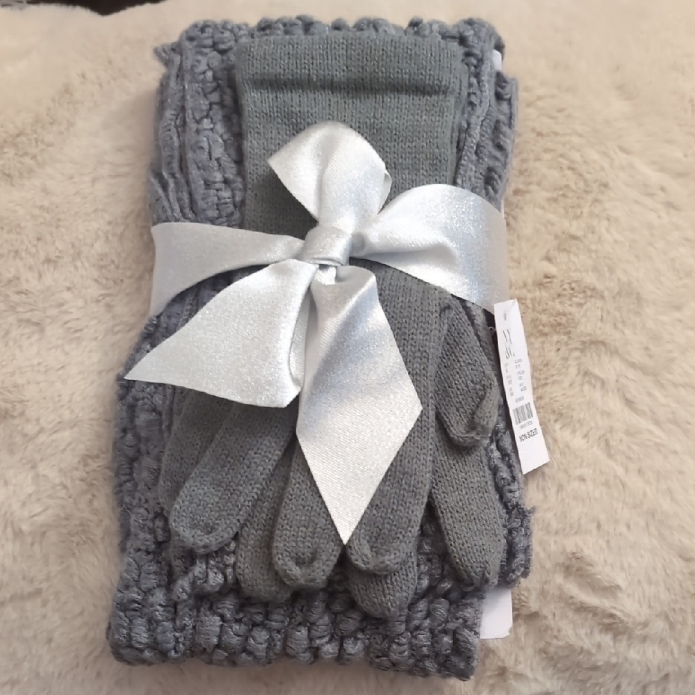 New York & Company Gray Knit Accessory Set